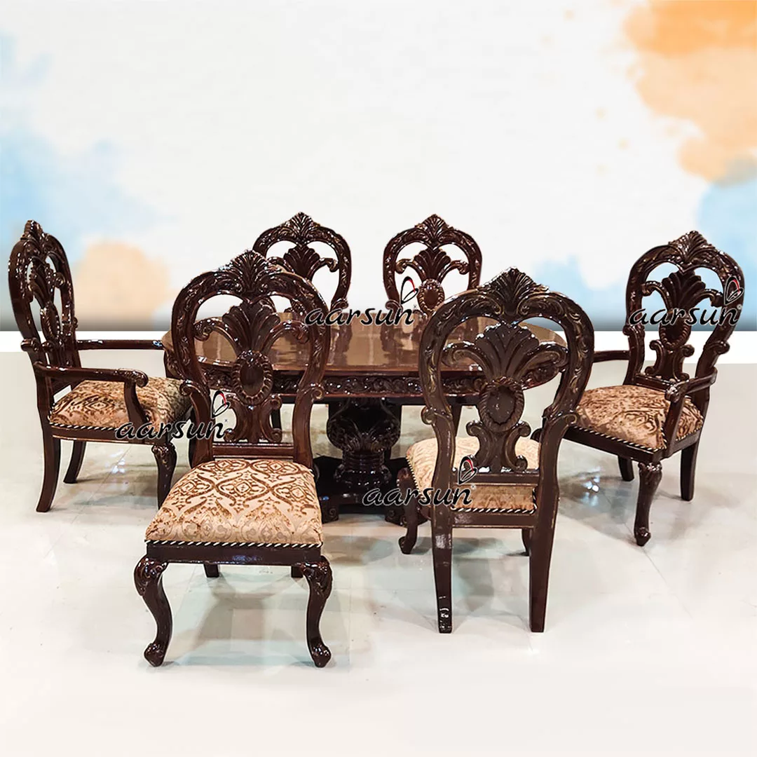 Double Carved Dining Chairs with Oval Table UH-YT-484