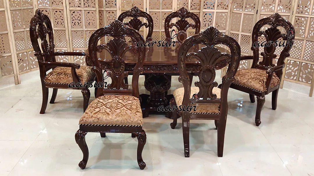 Double Carved Dining Chairs with Oval Table UH-YT-484