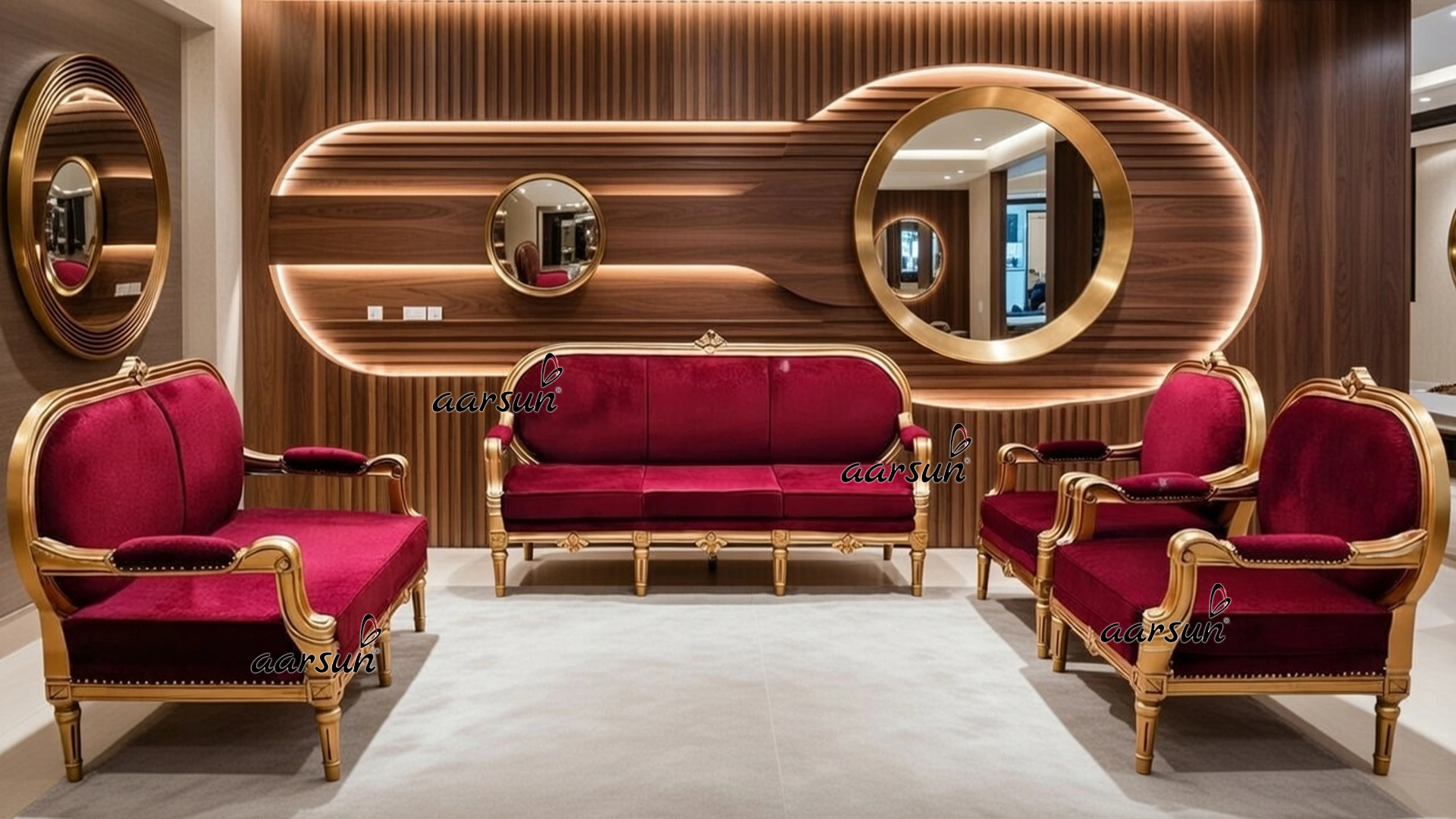 European Concept Royal Sofa Set 7 Seater Antique Gold Finish YT-479