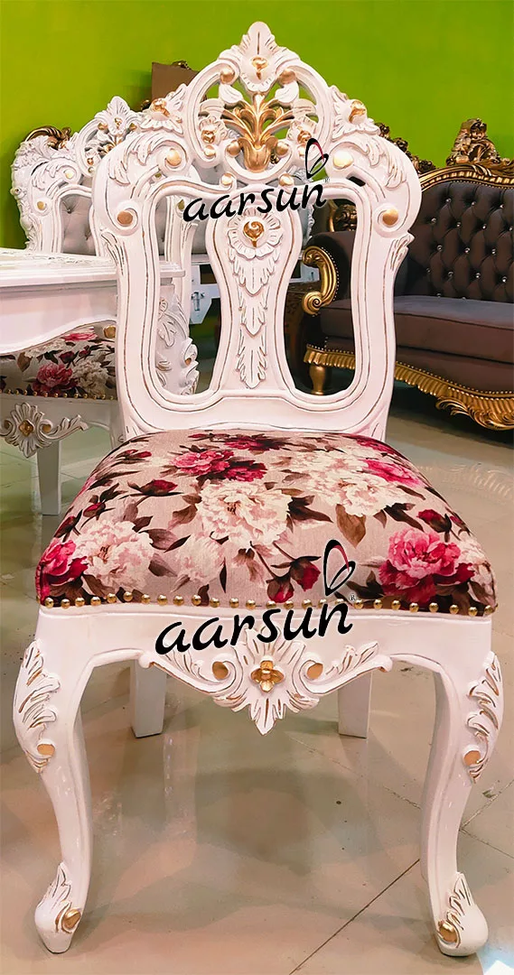 Luxurious White & Gold Dining Set for 6 UH-YT-480-A