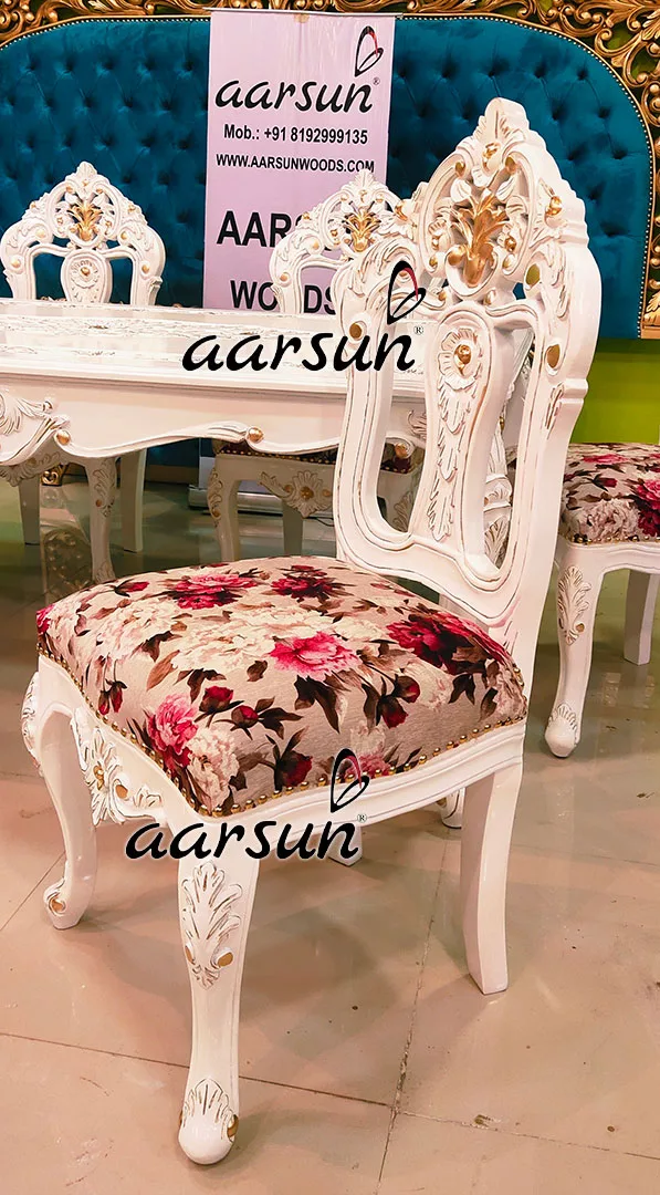 Luxurious White & Gold Dining Set for 6 UH-YT-480-C