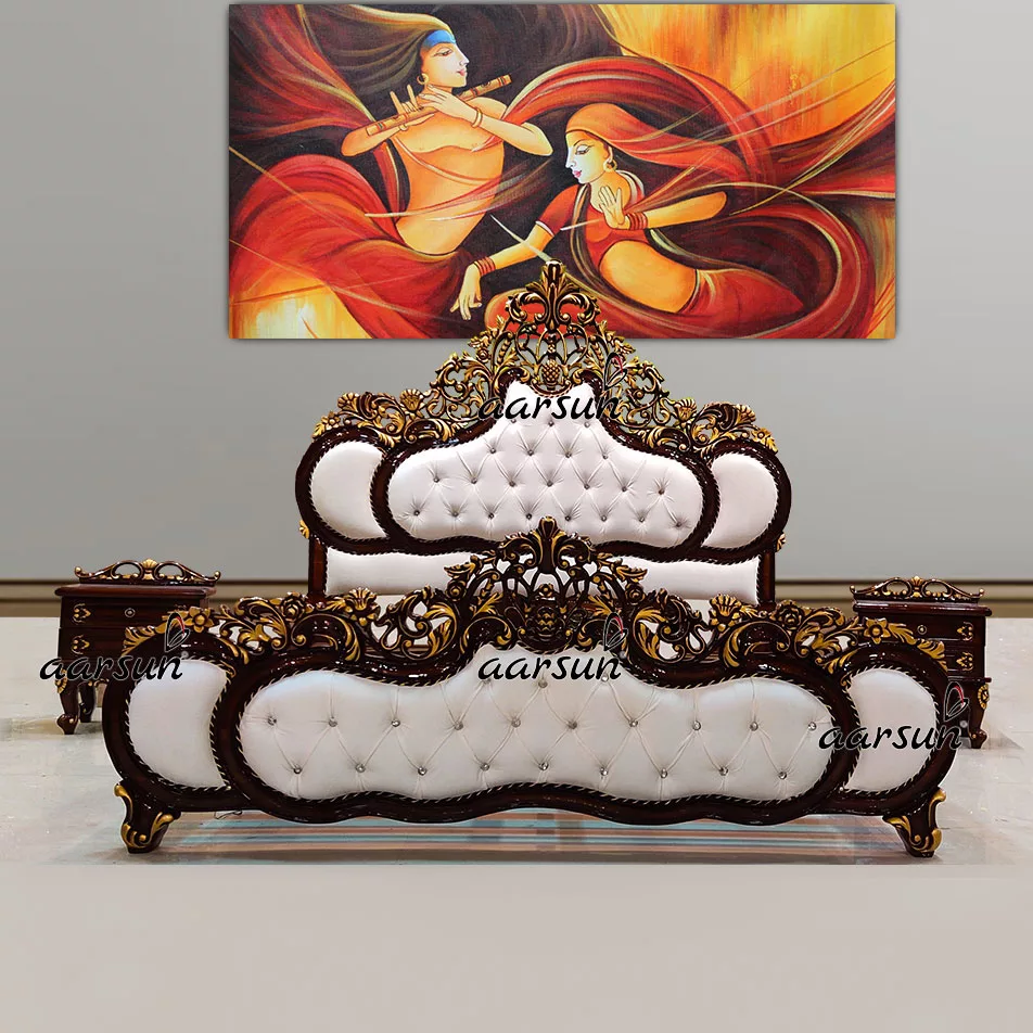 Triple Shade King Size Bed Cot with Side Tables UH-YT-494