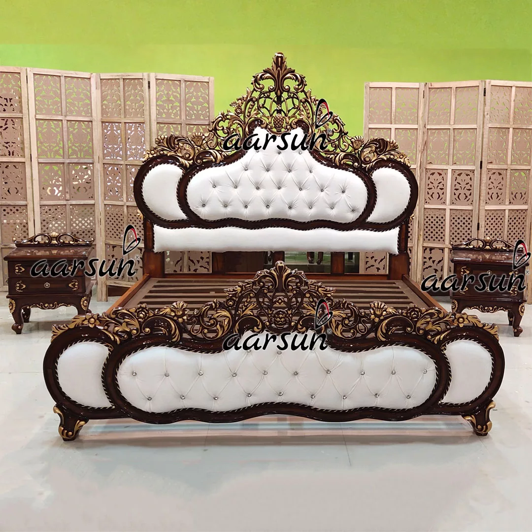 Triple Shade King Size Bed Cot with Side Tables UH-YT-494