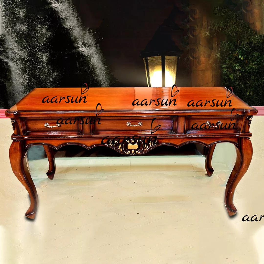 Wooden Center Table with Drawers