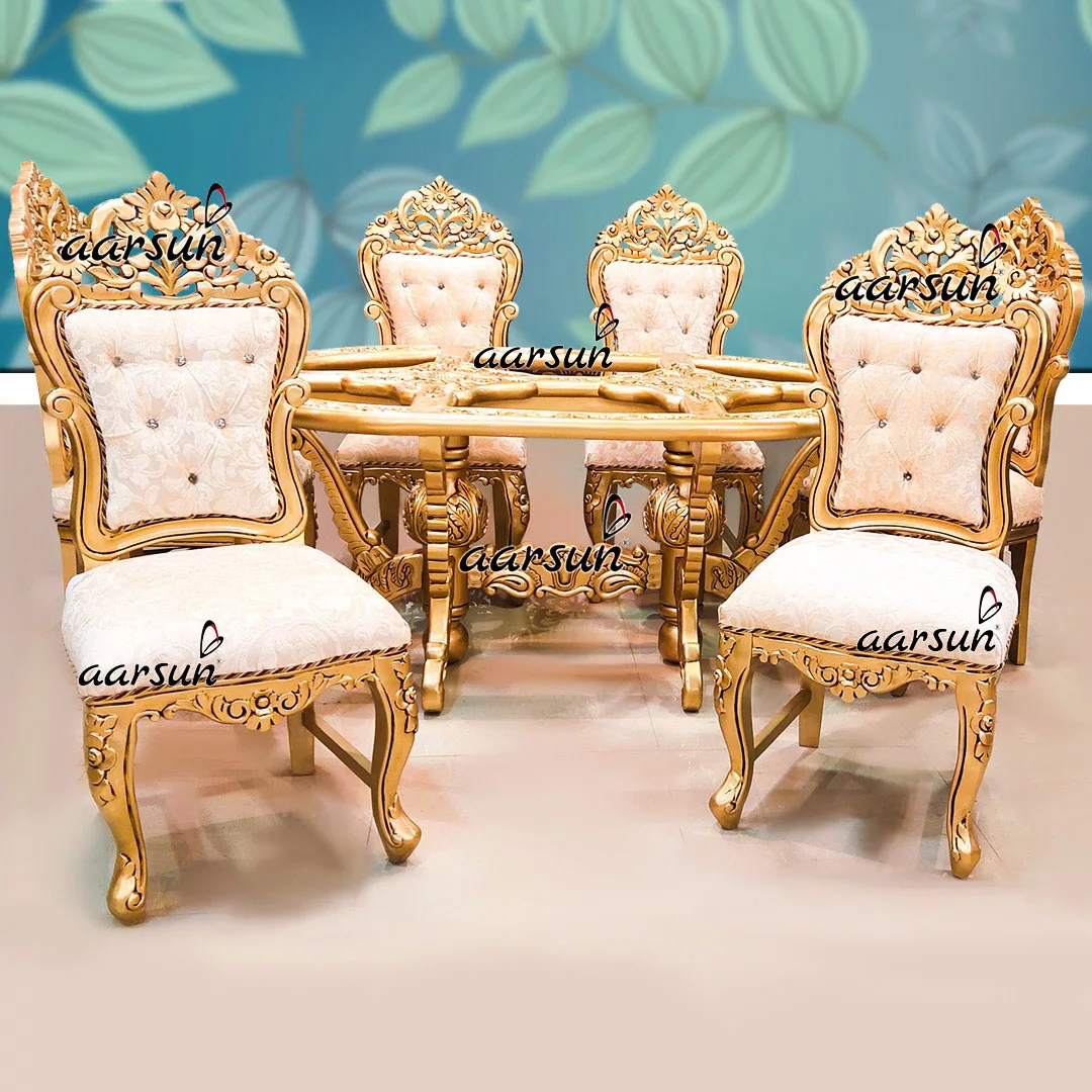 6 Seater Antique Gold Oval Dining Set UH-YT-510