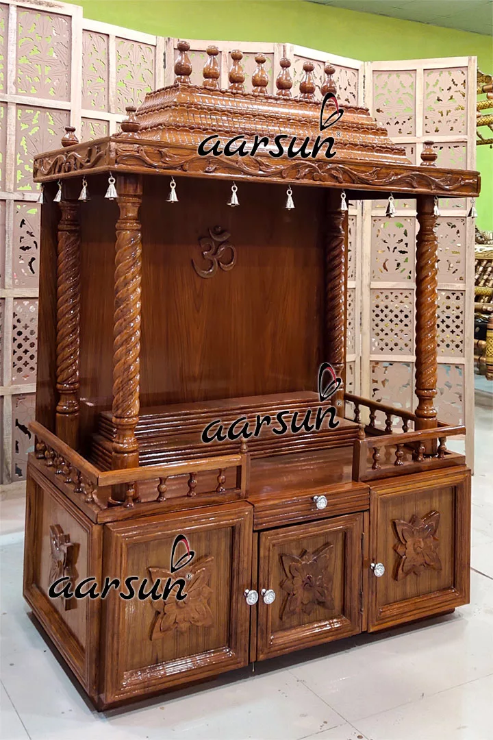 Bell Puja Temple in Teak Wood UH-MNDR-0066-B