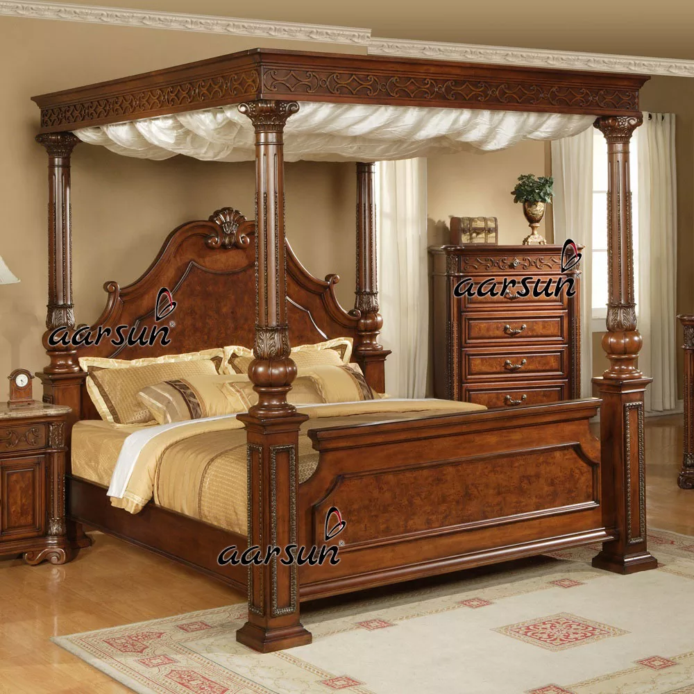 Classic Poster Bed Design in Teak Wood UH-BED-0059