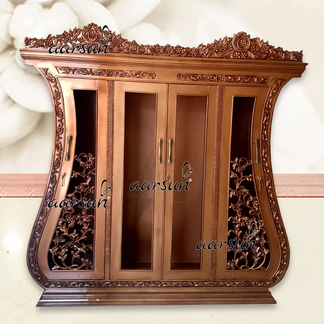 Image for Rose Gold Splendidly Carved Cabinet Crockery Unit UH-YT-251​