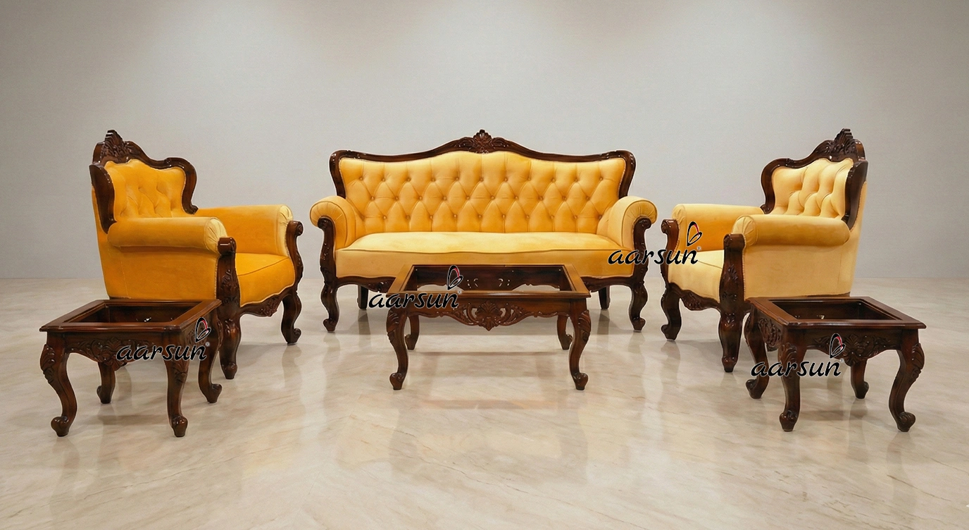 Subtle 5 Seater Sofa Set with Center Table and Corner Tables UH-YT-503