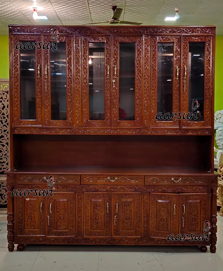 Designer Crockery Cabinet in Dark Teak-A