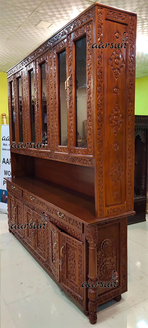 Designer Crockery Cabinet in Dark Teak-C
