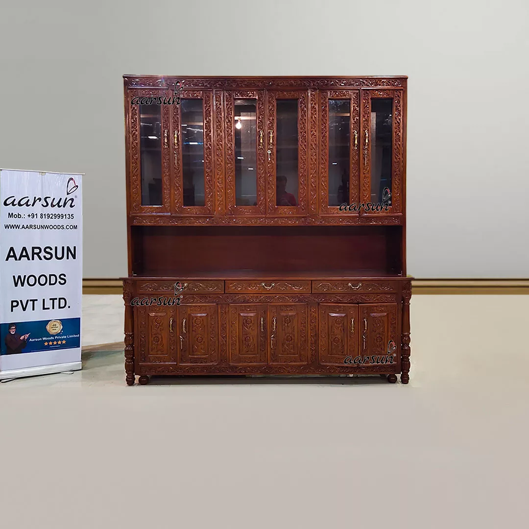 Designer Crockery Cabinet in Dark Teak