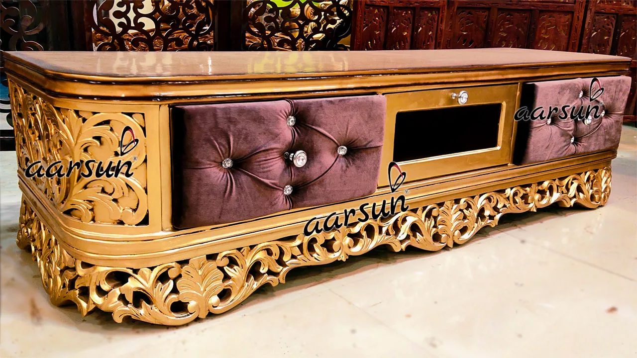 Gold Finish TV unit for hall YT-517A-a