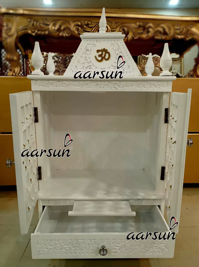 Wooden Door Mandir with Bells-D