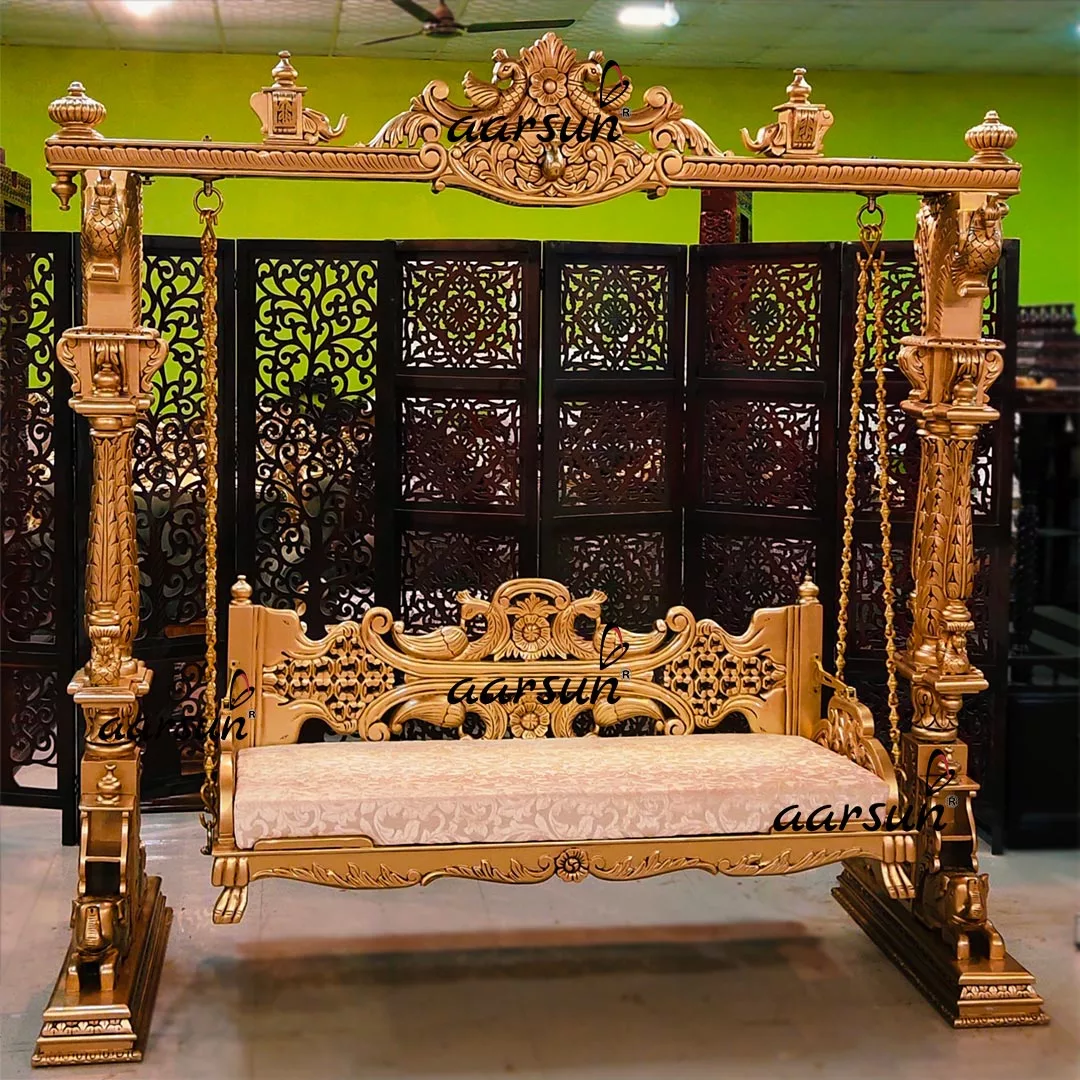 Antique Gold Painted Handcrafted Jhula UH-YT-529-A