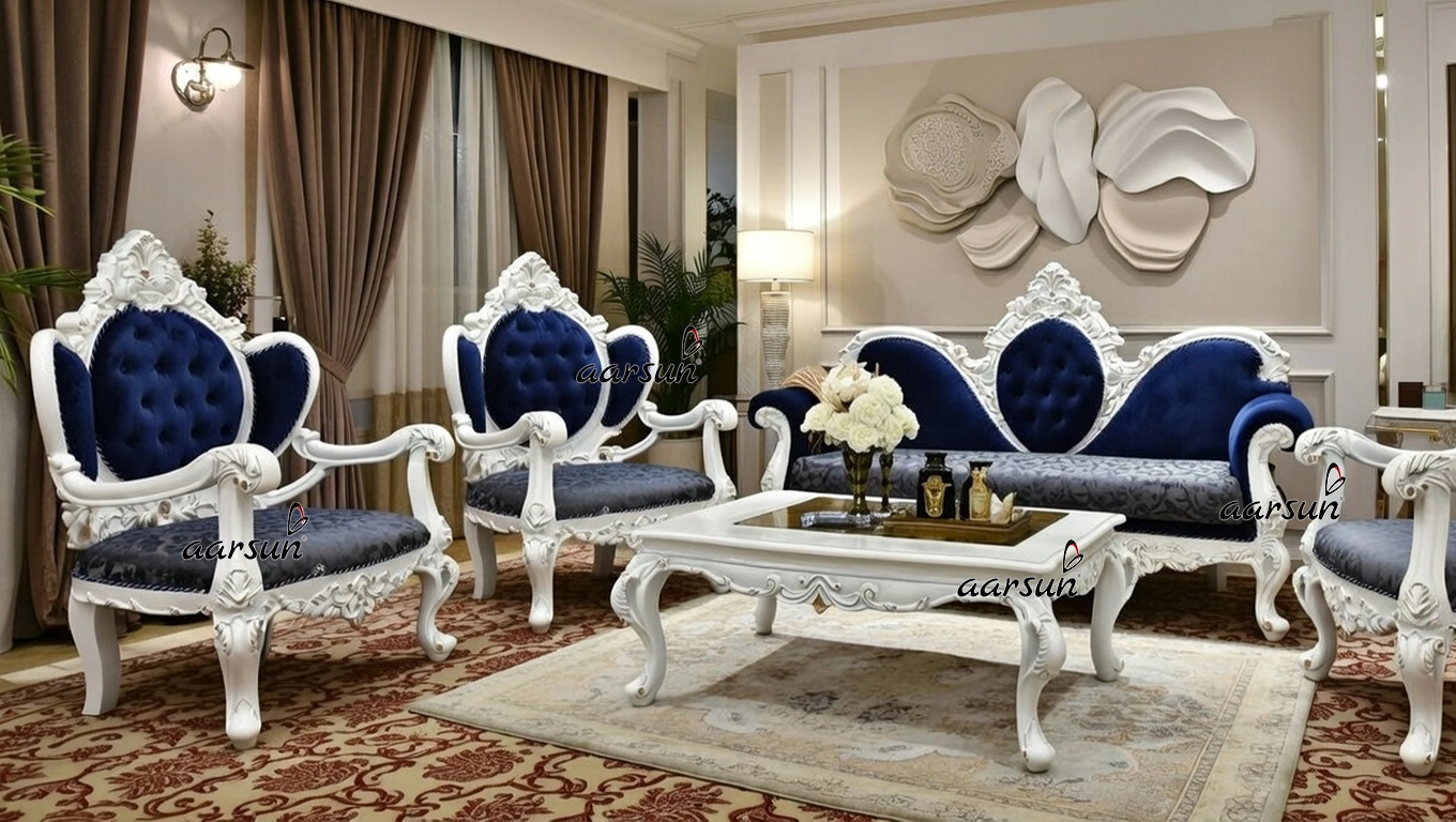 Classic Victorian White & Gold Sofa Set