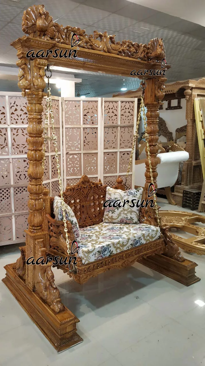 Finely Carved Peacock Jhula Oonjal UH-YT-222-B