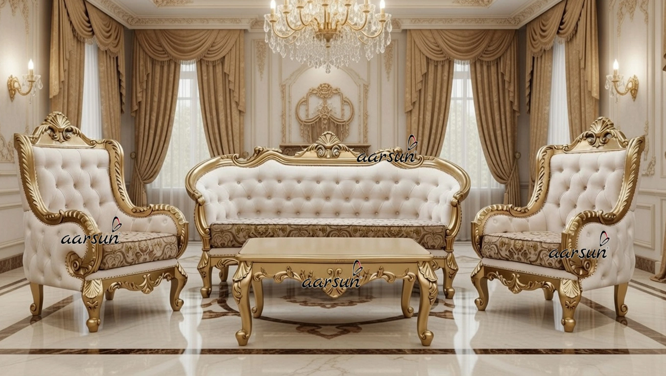 Image for Royal Living Room Sofa Set in Classic Gold UH-YT-533