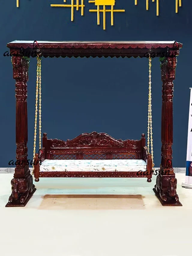 Beautiful Handcrafted Teak Wood Swing with Brass Chain UH-YT-534