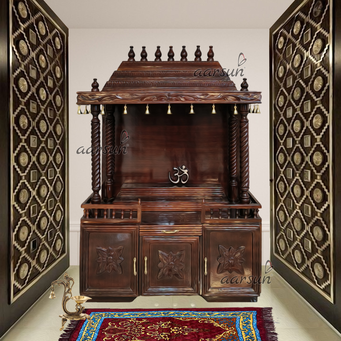 Wooden Temple with Brass Bells