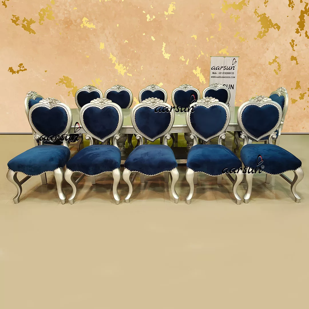 12 Seater Silver Painted Dining Set