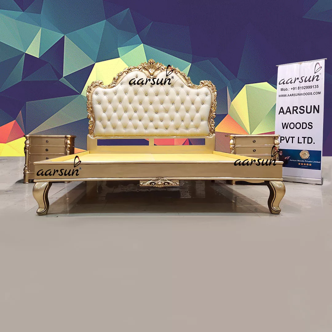 Image for Antique Gold Bed with 2 Nightstands UH-YT-547