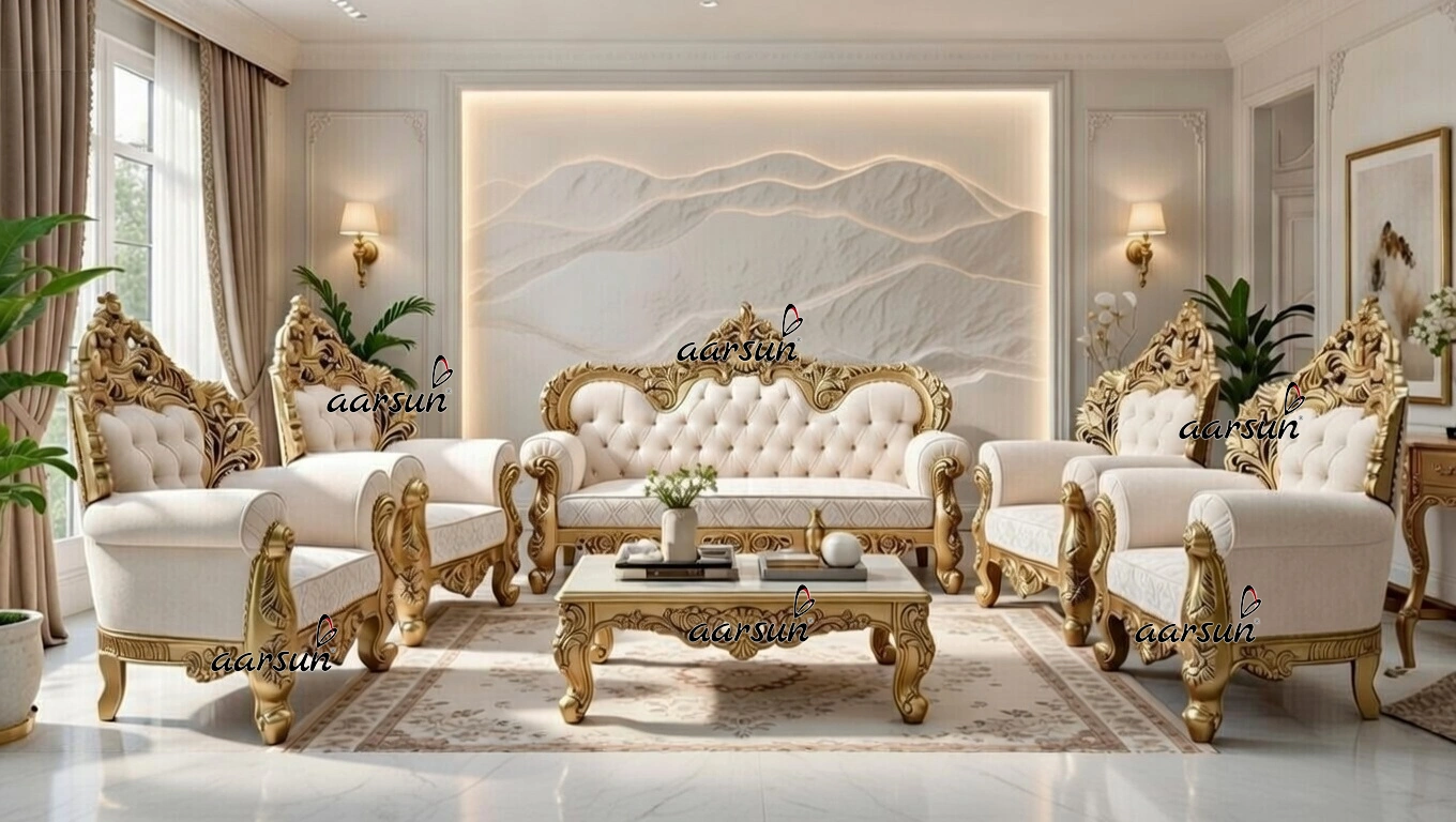 Handcarved-Antique-Gold-Sofa-Set-YT-548