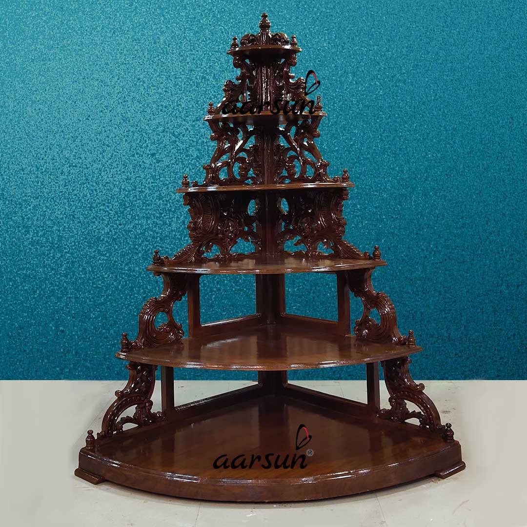 Image for Corner Shelf étagère in Solid Teak Wood UH-YT-587