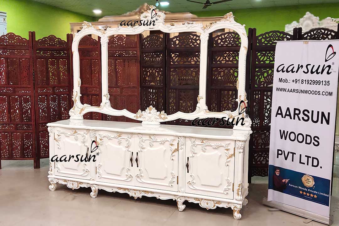 designer homes dressing table design white gold with mirror frame