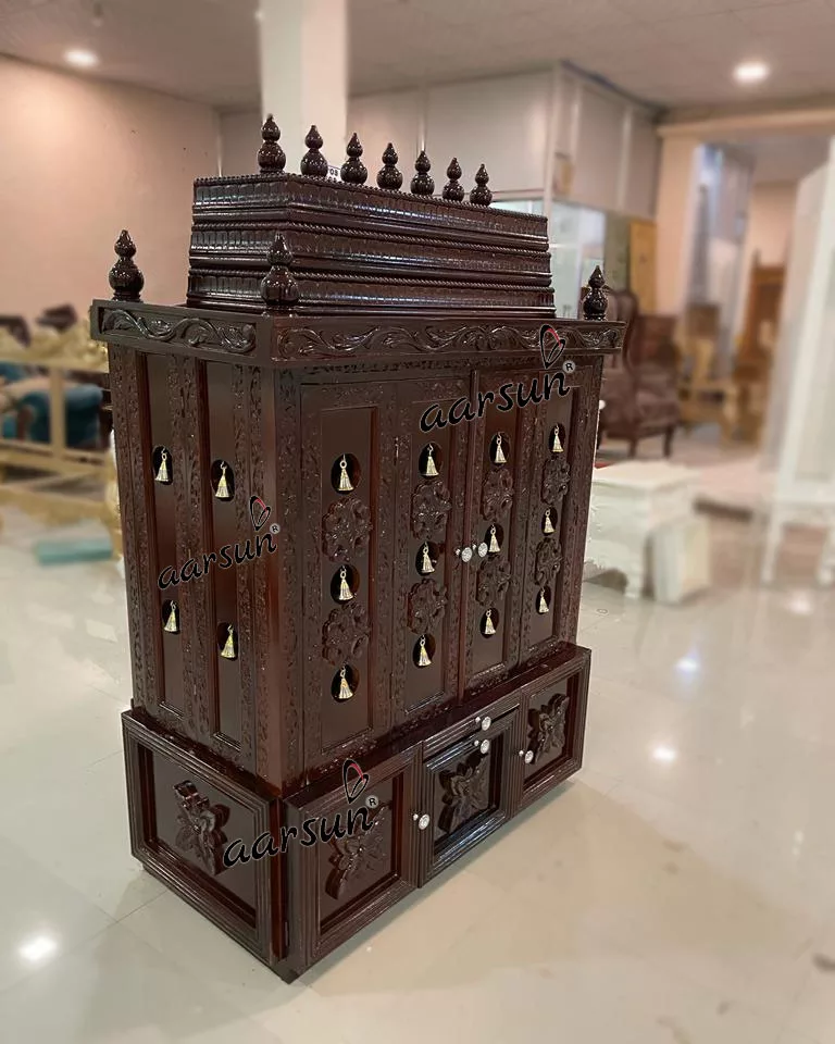 Wooden Bell Mandir with Double door in Premium Quality Wood