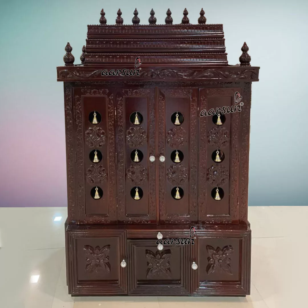 Wooden Bell Mandir with Double door in Premium Quality Wood