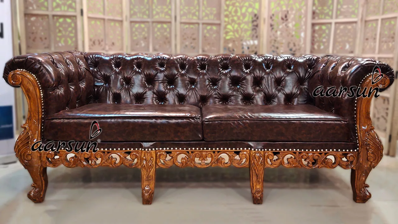 Aarsun 3 Seater Chesterfield Sofa in Leatherette YT-502A