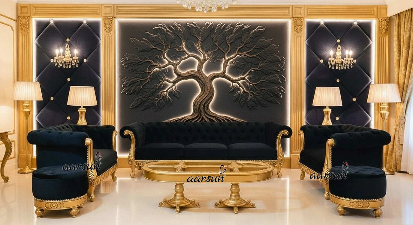 Luxury Chesterfield Sofa in Black & Gold UH-YT-348