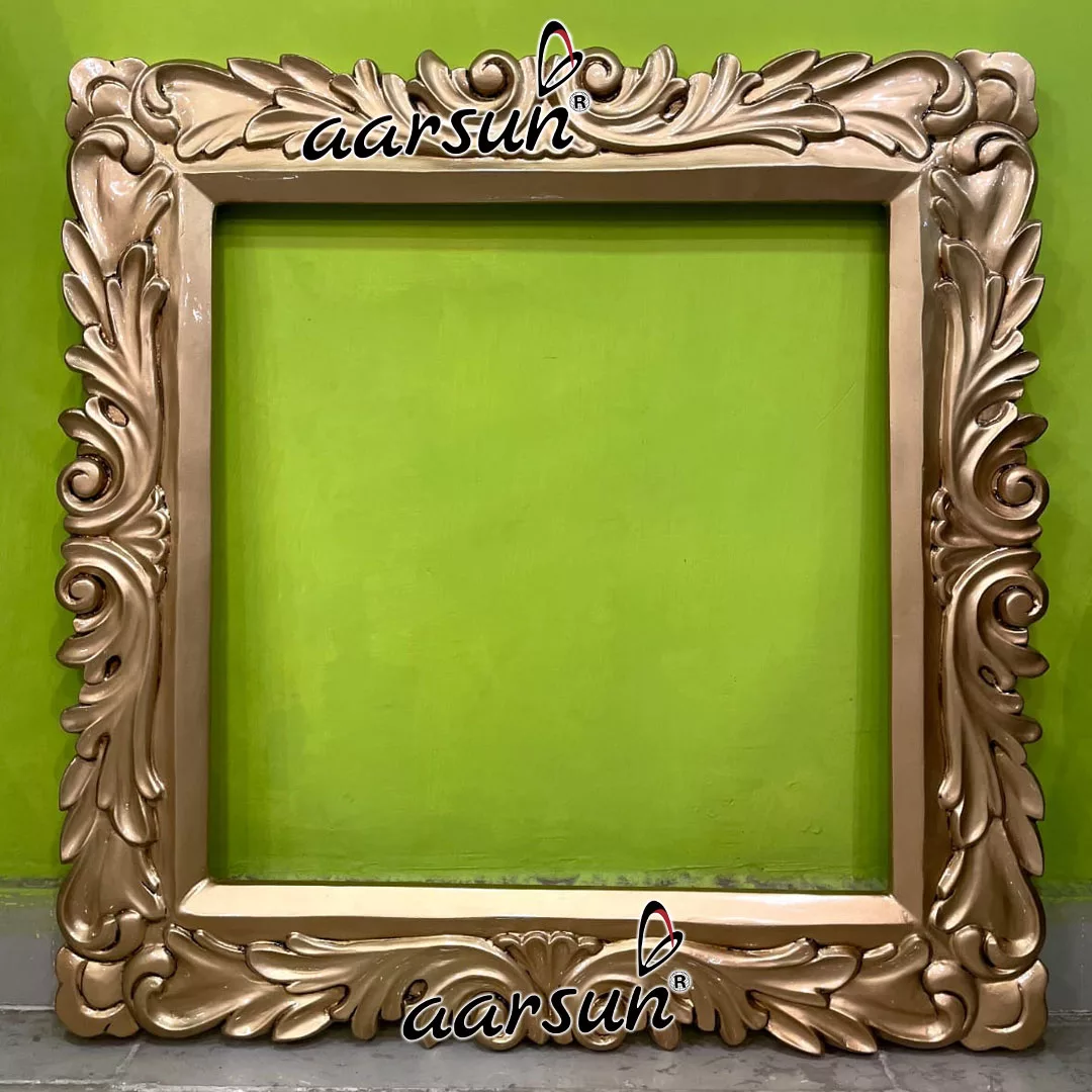 Gold Polish Mirror Frame in Solid Wood