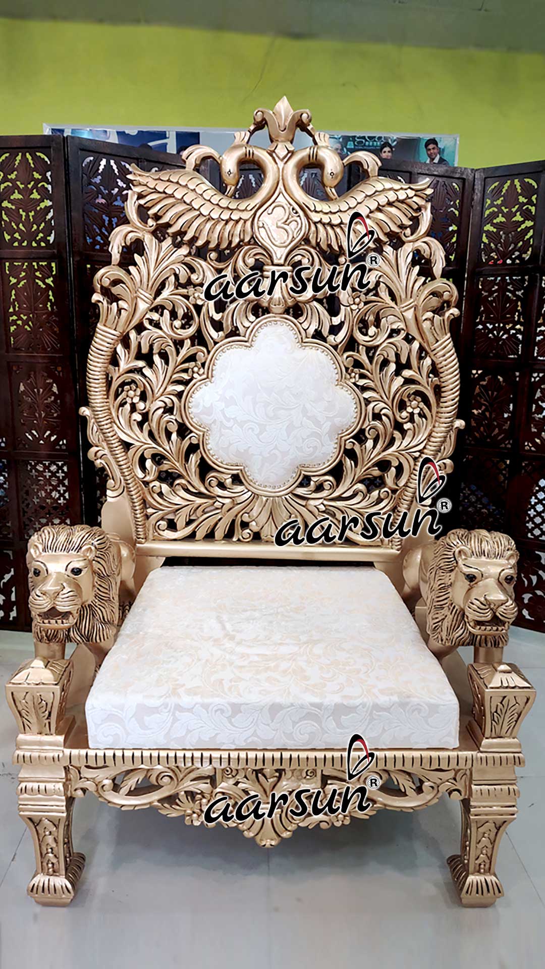 Antique Gold Guruji Chair Singhasan YT-641-B