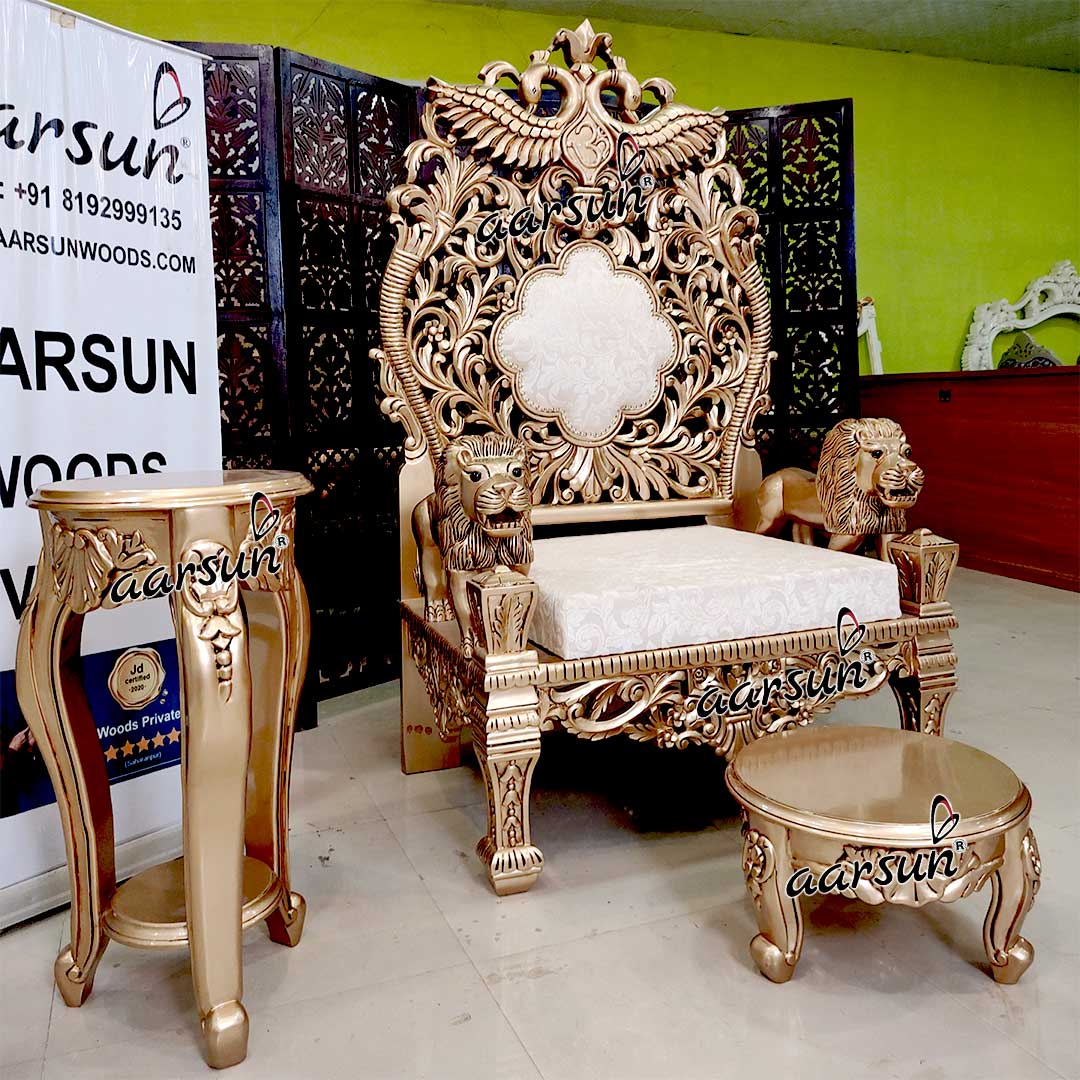 Antique Gold Guruji Chair Singhasan YT-641-D