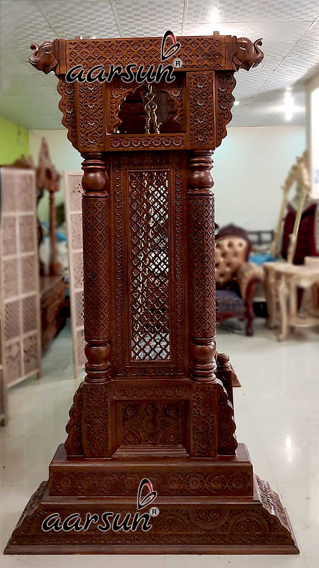 Fully Hand Carved Indoor Kashmiri Wooden Swing,