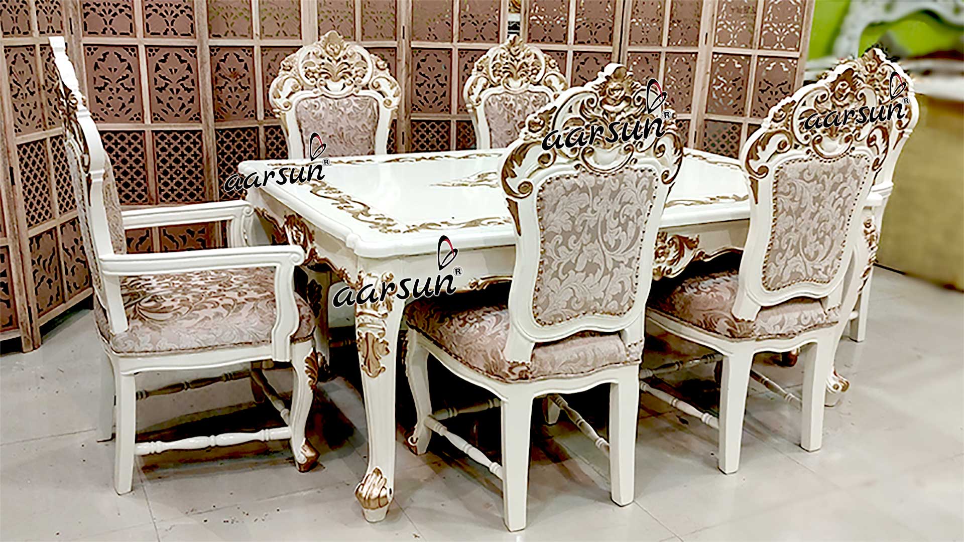 Luxury Italian Dining Set in White & Gold YT-640-I