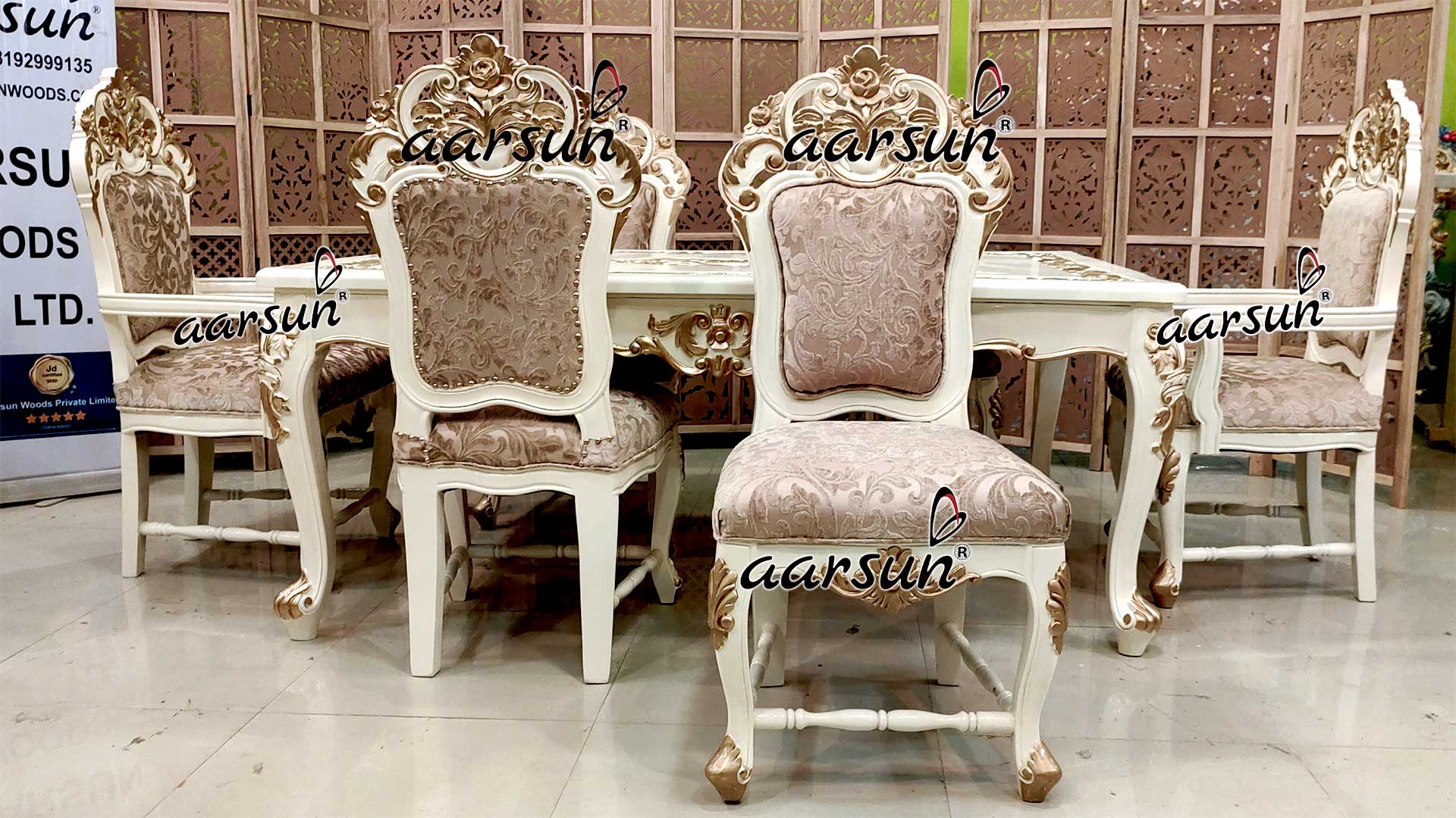 Luxury Italian Dining Set in White & Gold YT-640-J