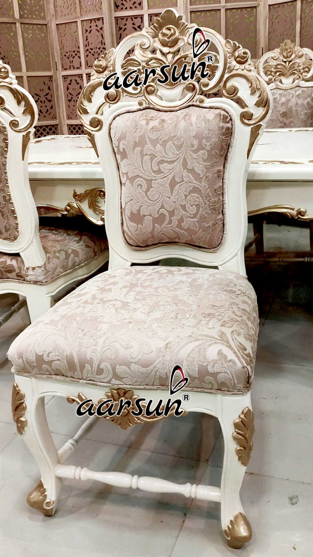 Luxury Italian Dining Set in White & Gold YT-640-K