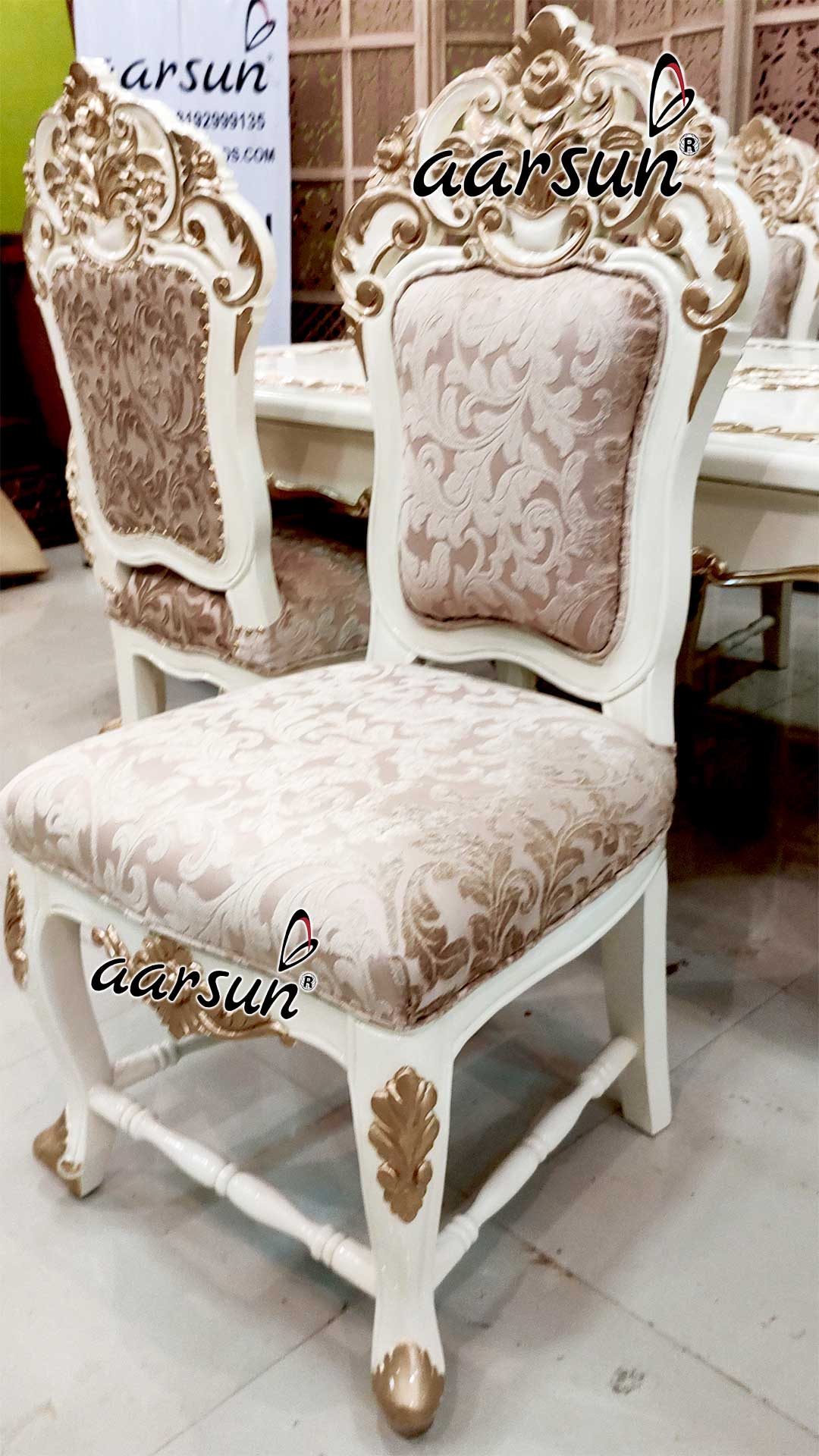 Luxury Italian Dining Set in White & Gold YT-640-L