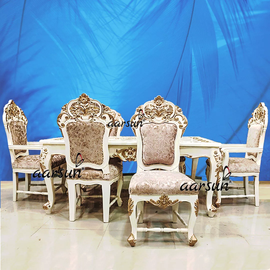 Dining Set in White & Gold