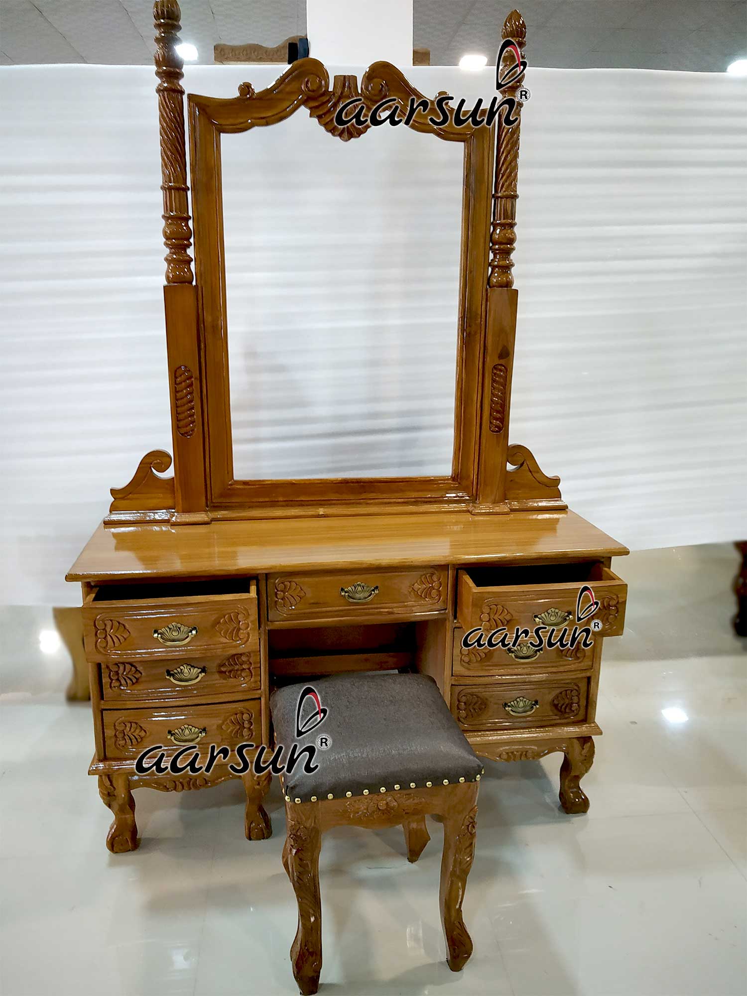 Solid Wood Dresser with Stool DRSR-0045-B