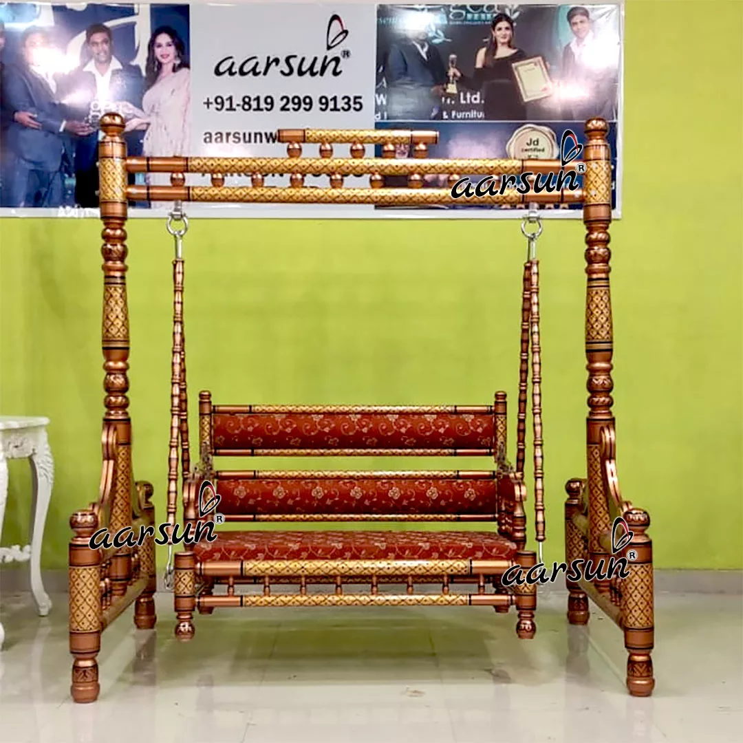 Traditional Sankheda Palna in Gold and Red Polish