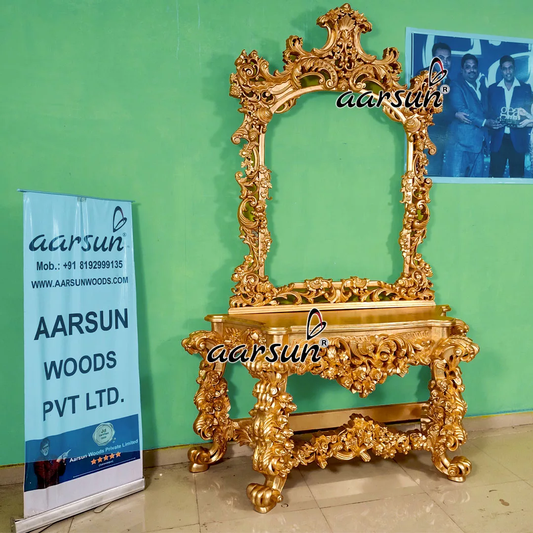 Console table design Gold Leaf with Mirror Frame