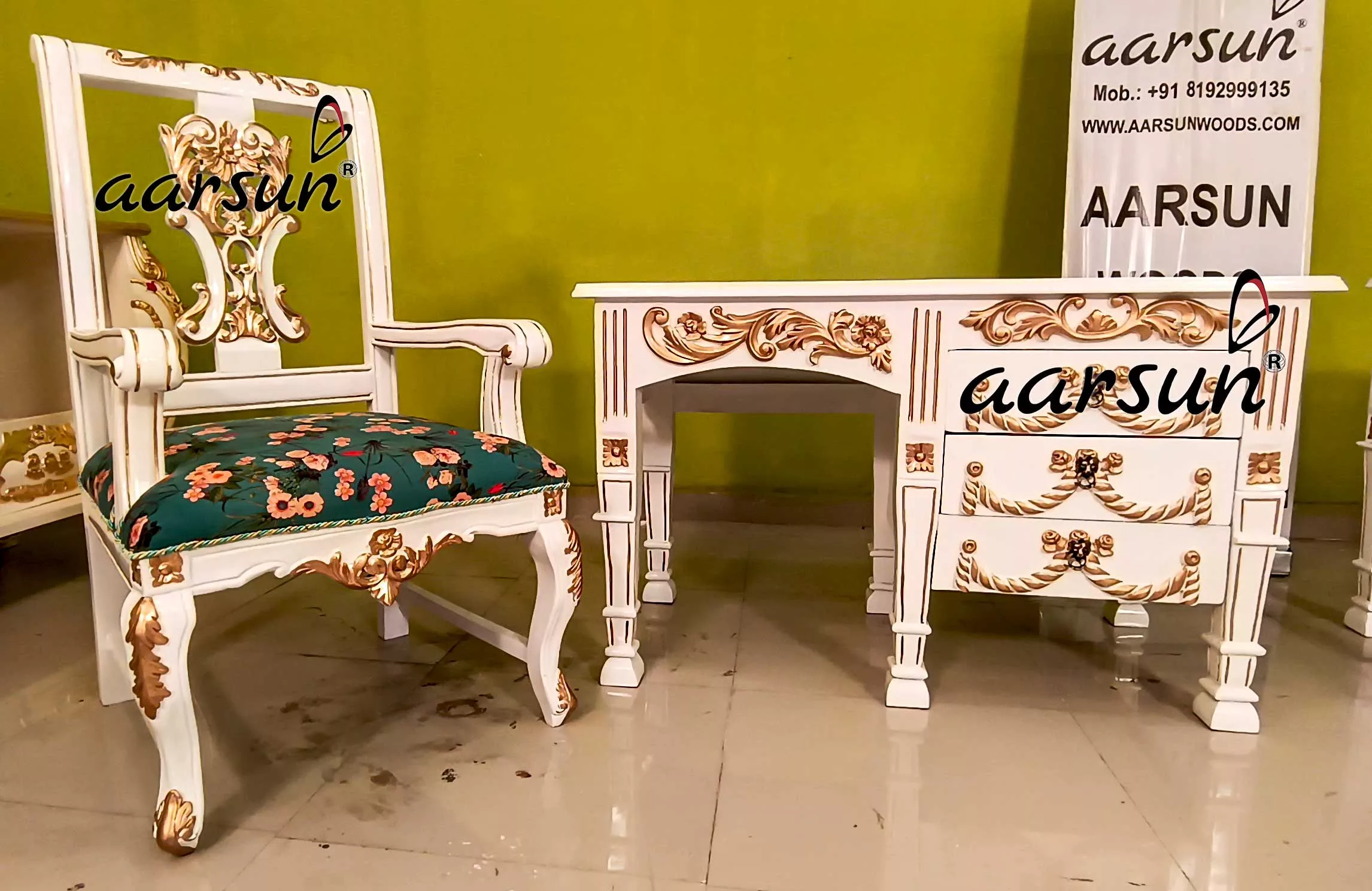 Aarsun Luxurious Study Table and Chair Set-B