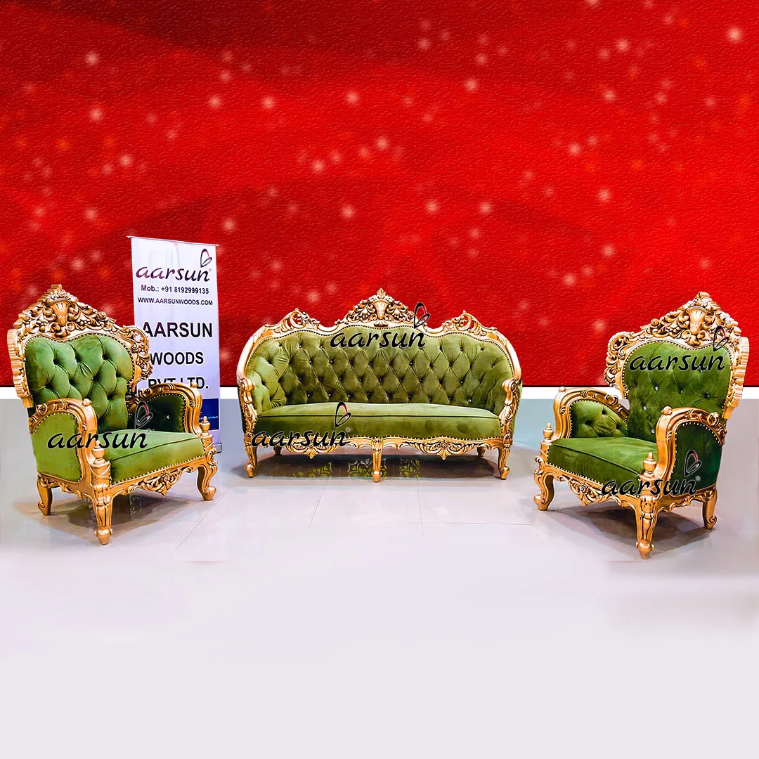 Royal Gold Italian Style Sofa Set 5 Seater