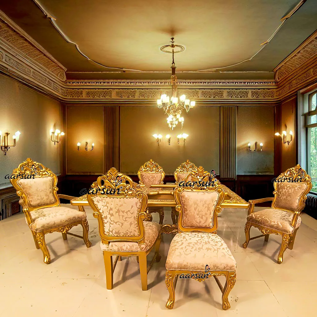 dining Set in Gold finish best price global delivery
