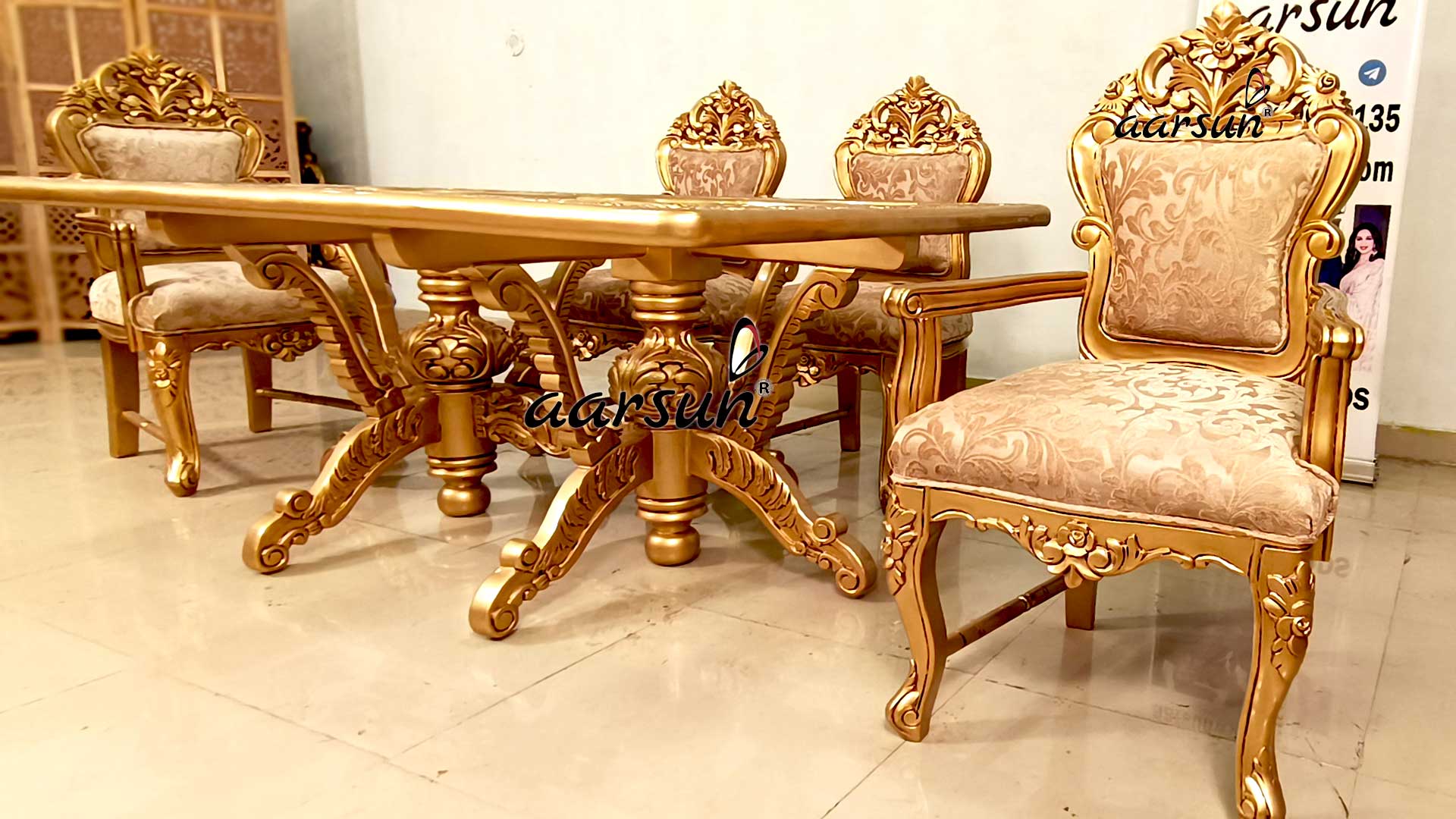 Dining Set in Gold-D