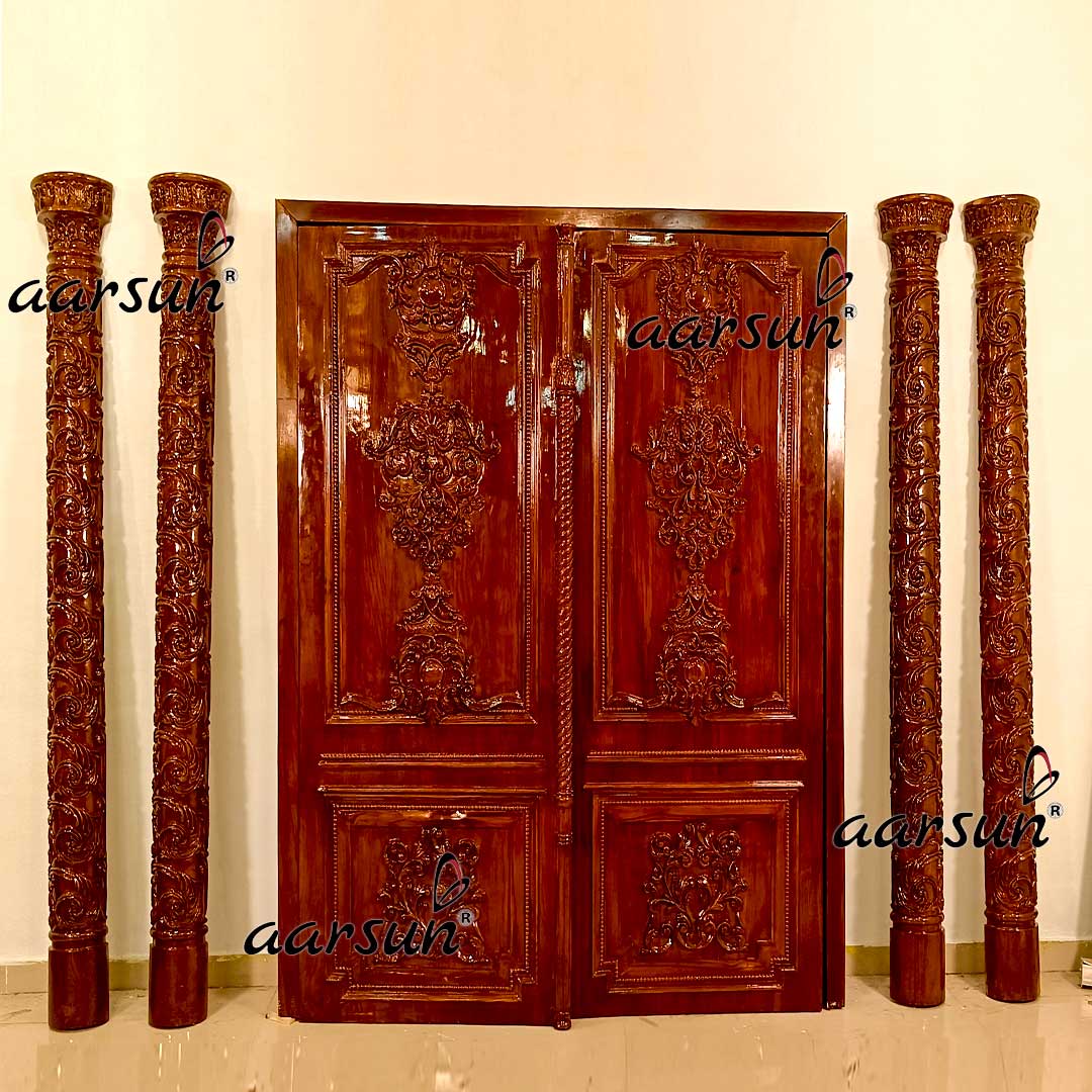 Designer Door Design with Side Pillars